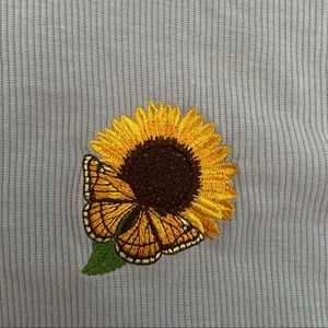 Light Blue Shirt With Sunflower and Butterfly